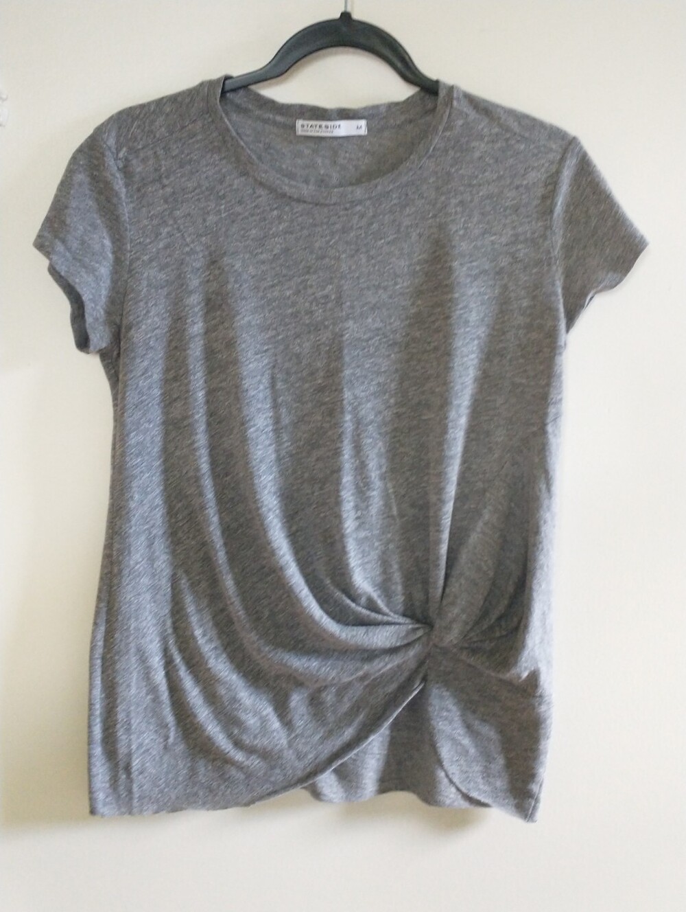 Stateside Gray Twist-Knot Short Sleeve Tee M